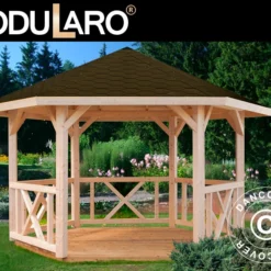 Tonnelle En Bois, 3,37x3,37x3,13m, 9,9m², Naturel