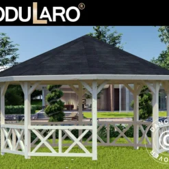 Tonnelle En Bois, 4,65x4,65x3,46m, 18m², Naturel