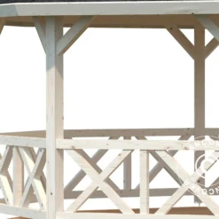 Tonnelle En Bois Avec Plancher En Bois, 4,65x4,65x3,46m, 18m², Naturel -Promos Jardin Natif Magasin pa192017 02