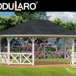 Tonnelle En Bois Avec Plancher En Bois, 4,67x6,17x3,62m, 25m², Naturel