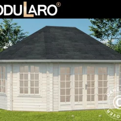 Tonnelle En Bois Avec Plancher, 5,71x4,21x3,71m, 20,3m², Naturel