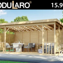 Tonnelle En Bois Sion, 5,6x2,84x2,64m, 15,9m², Naturel