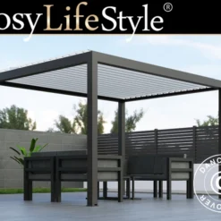 Pergola Bioclimatique Génova, 4x3m, Anthracite/Blanc