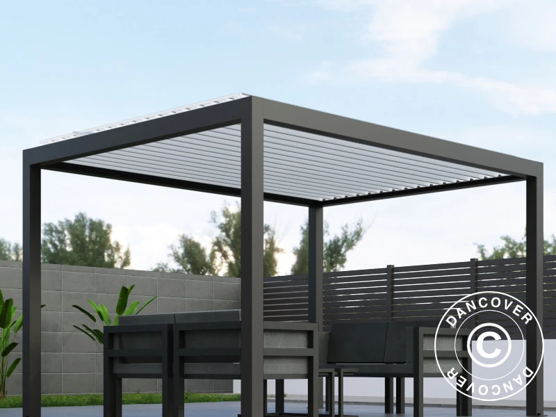 Pergola Bioclimatique Génova, 4x3m, Anthracite/Blanc 3 Pergola Bioclimatique Génova, 4x3m, Anthracite/Blanc – Image 3
