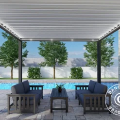 Pergola Bioclimatique Génova Avec Lumière LED, 4x3m, Anthracite/Blanc -Promos Jardin Natif Magasin pa204005 04