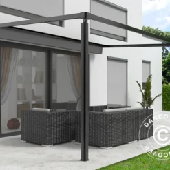 Tonnelle Adossée/Pergola Murale Santa Ynez, 4x3m, Noir/Gris Foncé -Promos Jardin Natif Magasin pr153010 02