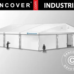 Hangar De Stockage Industriel Alu 12x12x5,42m Avec Porte Coulissante, PVC, Blanc