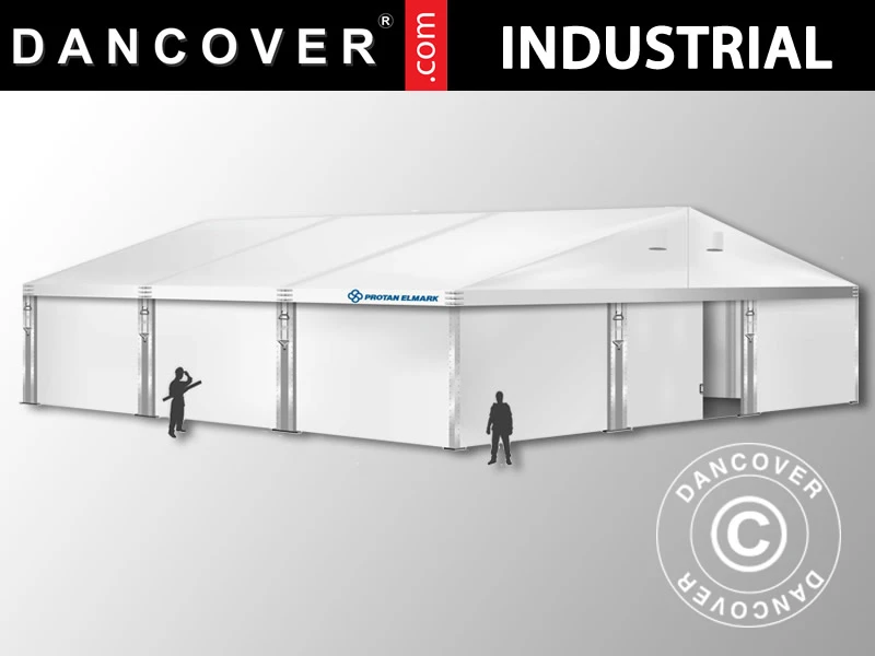 Hangar De Stockage Industriel Alu 12x12x5,42m Avec Porte Coulissante, PVC, Blanc 1 Hangar De Stockage Industriel Alu 12x12x5,42m Avec Porte Coulissante, PVC, Blanc