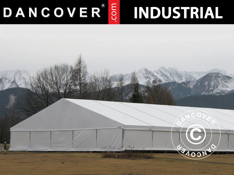 Hangar De Stockage Industriel Alu 12x12x5,42m Avec Porte Coulissante, PVC, Blanc 2 Hangar De Stockage Industriel Alu 12x12x5,42m Avec Porte Coulissante, PVC, Blanc – Image 2
