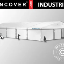 Hangar De Stockage Industriel Alu 12x25x5,92m Avec Porte Coulissante, PVC, Blanc