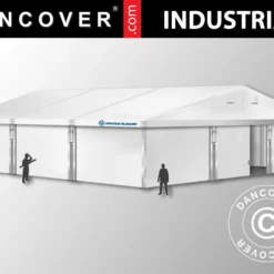 Hangar De Stockage Industriel Alu 15x15x6,03m Avec Porte Coulissante, PVC, Blanc