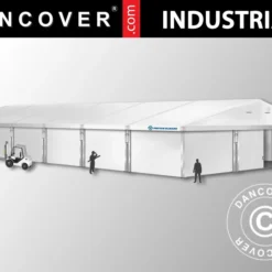 Hangar De Stockage Industriel Alu 15x30x6,53m Avec Porte Coulissante, PVC, Blanc