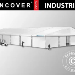 Hangar De Stockage Industriel Alu 20x30x8,04m Avec Porte Coulissante, PVC, Blanc