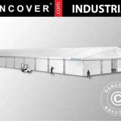 Hangar De Stockage Industriel Alu 20x50x9,04m Avec Porte Coulissante, PVC, Blanc