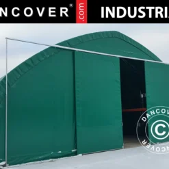 Tente De Stockage/tunnel Agricole 8x15x4,33m Avec Porte Coulissante, PVC, Vert -Promos Jardin Natif Magasin st145001 02