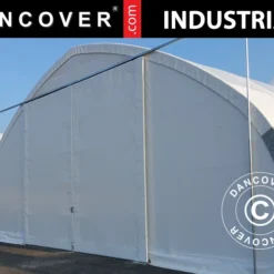 Tente De Stockage/tunnel Agricole 9x15x4,42m Avec Porte Coulissante, PVC, Blanc/Gris -Promos Jardin Natif Magasin st145010 01