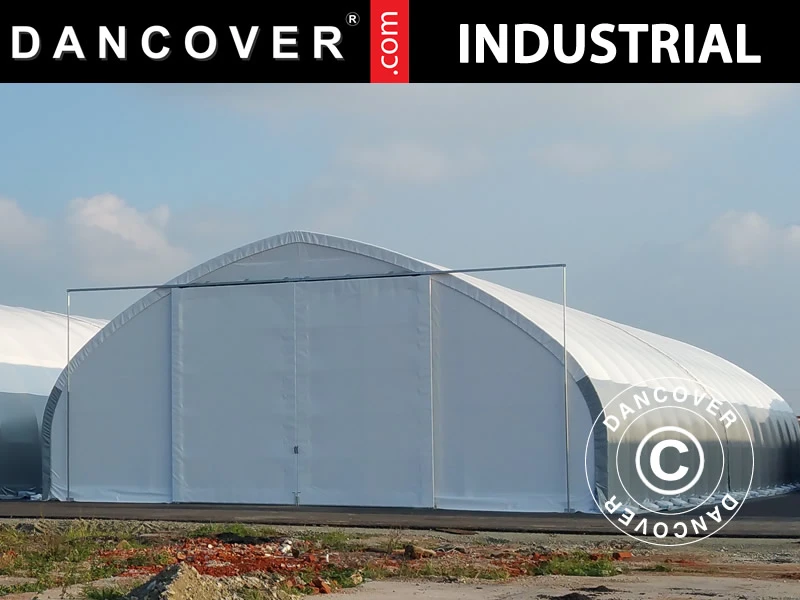 Tente De Stockage/tunnel Agricole 10x15x5,54m Avec Porte Coulissante, PVC, Blanc/Gris 1 Tente De Stockage/tunnel Agricole 10x15x5,54m Avec Porte Coulissante, PVC, Blanc/Gris