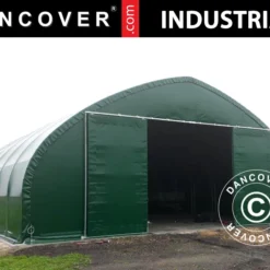 Tente De Stockage/tunnel Agricole 12x16x5,88m Avec Porte Coulissante, PVC, Vert