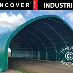 Tente De Stockage/tunnel Agricole 12x16x5,88m Avec Porte Coulissante, PVC, Vert -Promos Jardin Natif Magasin st145031 058