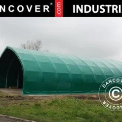 Tente De Stockage/tunnel Agricole 15x15x7,42m Avec Porte Coulissante, PVC, Vert -Promos Jardin Natif Magasin st145041 054