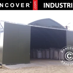 Tente De Stockage/tunnel Agricole 15x15x7,42m Avec Porte Coulissante, PVC, Vert -Promos Jardin Natif Magasin st145041 062