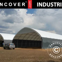 Tente De Stockage/tunnel Agricole 8x15x4,33m, PVC, Blanc/Gris