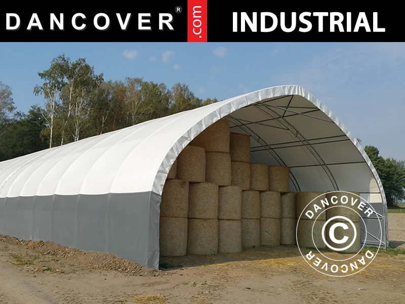 Tente De Stockage/tunnel Agricole 8x15x4,33m, PVC, Blanc/Gris 2 Tente De Stockage/tunnel Agricole 8x15x4,33m, PVC, Blanc/Gris – Image 2