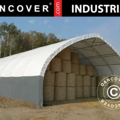 Tente De Stockage/tunnel Agricole 15x15x7,42m, PVC, Blanc/Gris