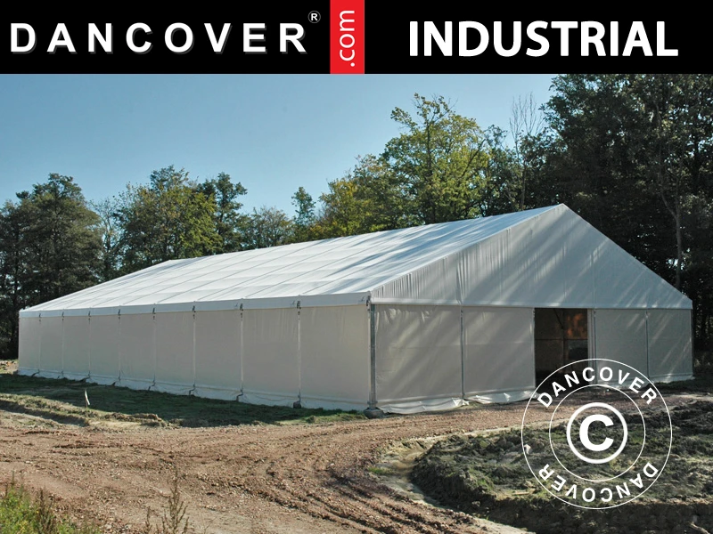 Hangar De Stockage Industriel Steel 12x25x6,18m Avec Porte Coulissante, PVC, Blanc 1 Hangar De Stockage Industriel Steel 12x25x6,18m Avec Porte Coulissante, PVC, Blanc