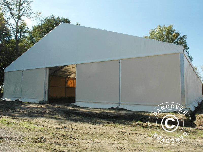 Hangar De Stockage Industriel Steel 12x25x6,18m Avec Porte Coulissante, PVC, Blanc 2 Hangar De Stockage Industriel Steel 12x25x6,18m Avec Porte Coulissante, PVC, Blanc – Image 2