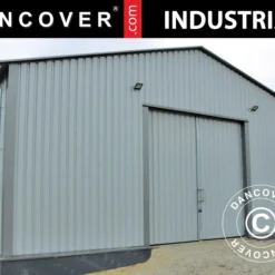 Hangar De Stockage Industriel Steel 12x25x5,06m Avec Porte Coulissante, Métallique, Gris