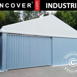 Hangar De Stockage Industriel Steel 10x10x5,8m Avec Porte Coulissante, PVC/Métal, Blanc/Gris