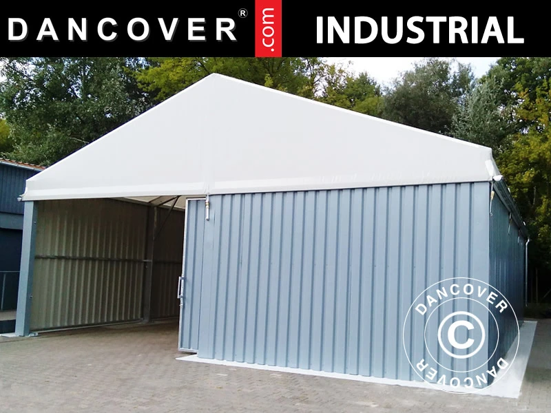 Hangar De Stockage Industriel Steel 12x12x6,18m Avec Porte Coulissante, PVC/Métal, Blanc/Gris 1 Hangar De Stockage Industriel Steel 12x12x6,18m Avec Porte Coulissante, PVC/Métal, Blanc/Gris