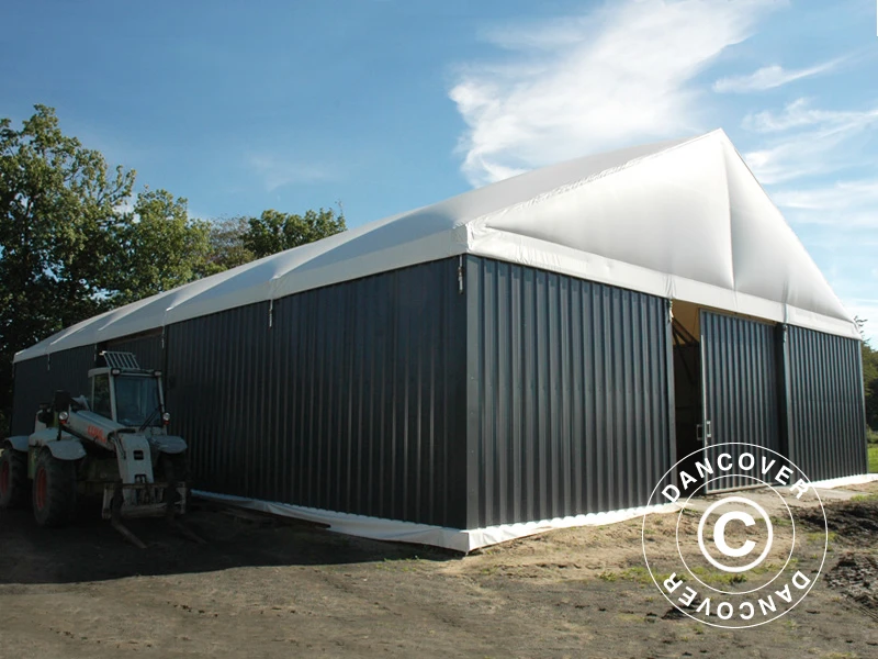 Hangar De Stockage Industriel Steel 15x15x6,73m Avec Porte Coulissante, PVC/Métal, Blanc/Gris 2 Hangar De Stockage Industriel Steel 15x15x6,73m Avec Porte Coulissante, PVC/Métal, Blanc/Gris – Image 2