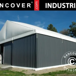 Hangar De Stockage Industriel Steel 15x30x6,73m Avec Porte Coulissante, PVC/Métal, Blanc/Gris
