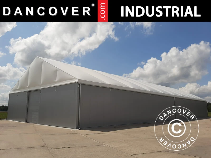 Hangar De Stockage Industriel Steel 20x50x7,64m Avec Porte Coulissante, PVC/Métal, Blanc/Gris 1 Hangar De Stockage Industriel Steel 20x50x7,64m Avec Porte Coulissante, PVC/Métal, Blanc/Gris