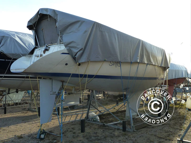 Bâche 6x8m, PVC 500g/m², Gris 3 Bâche 6x8m, PVC 500g/m², Gris – Image 3