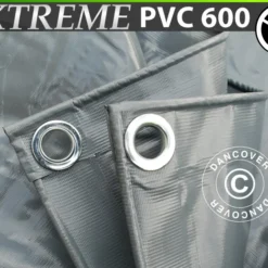 Bâche 10x12m, PVC 600g/m², Gris, Ignifugé