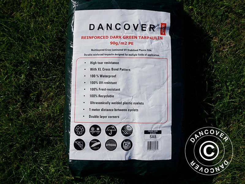 Bâche 6x10m, PE 90g/m², Renforcé, Vert Foncé 2 Bâche 6x10m, PE 90g/m², Renforcé, Vert Foncé – Image 2