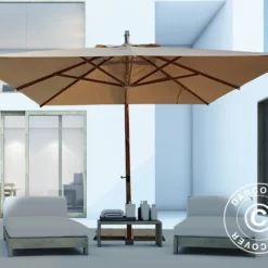 Parasol En Porte à Faux Antigua, 3x4m, Sable -Promos Jardin Natif Magasin um75485 02