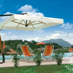 Parasol Déporté Palladio Braccio Avec Cantonnière, 3,5x3,5m, Écru