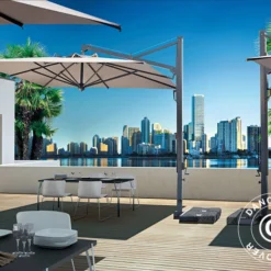 Parasol Déporté Galileo Dark, 3,5x3,5m, Écru