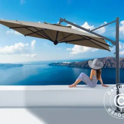 Parasol Déporté Galileo Dark, 3,5x3,5m, Gris Taupe