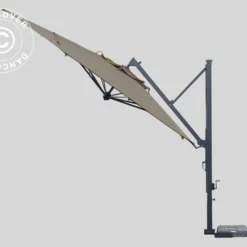 Parasol Déporté Galileo Dark, 3,5x3,5m, Gris Taupe -Promos Jardin Natif Magasin um87031 011