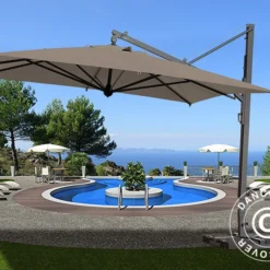 Parasol Déporté Galileo Maxi, 4x4m, Gris Taupe