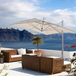 Parasol Déporté Galileo White, 3,5x3,5m, Écru