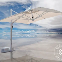 Parasol Déporté Galileo White, 3,5x3,5m, Écru -Promos Jardin Natif Magasin um87052 011