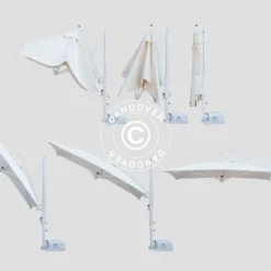 Parasol Déporté Galileo White, 3,5x3,5m, Écru -Promos Jardin Natif Magasin um87052 03
