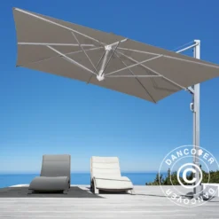 Parasol Déporté Galileo Inox, 3,5x3,5m, Gris Taupe