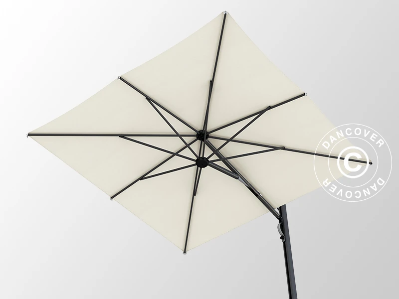 Parasol En Porte-à-faux Avec Pied, Galaxia Astro Carbon, 3x3m, écru 1 Parasol En Porte-à-faux Avec Pied, Galaxia Astro Carbon, 3x3m, écru
